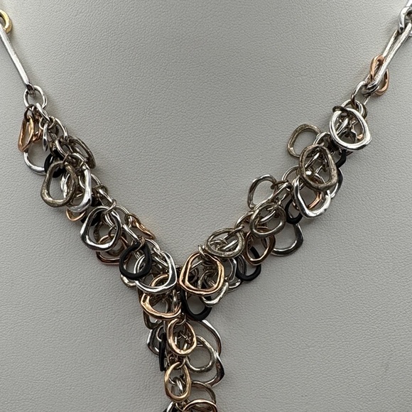 Elegant Silver and Gold Chain Necklace - Picture 3 of 5